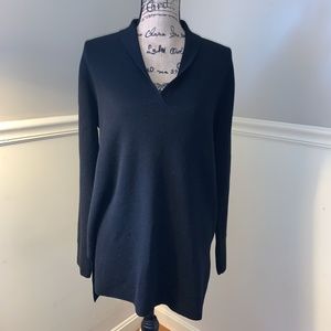 EILEEN FISHER Black Wool Funnel Neck Tunic L